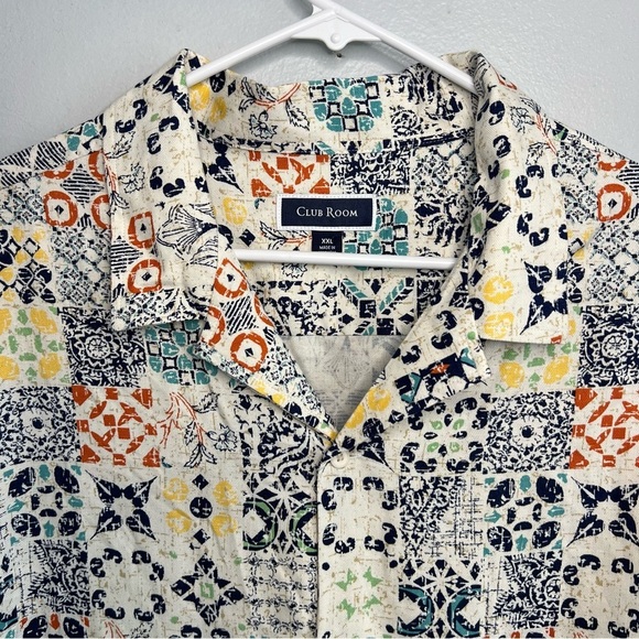 CLUB ROOM Mens Rumbie Mixed Medallion Silk Rayon Button Down Shirt Sz 2XL Casual - Picture 5 of 15